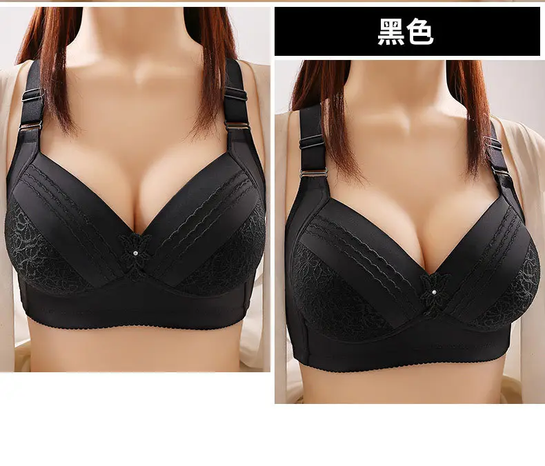 New high-grade large size thin cup without steel ring beautiful back underwear comfortable adjustable breathable sweat-absorbent mother bra — feature 29