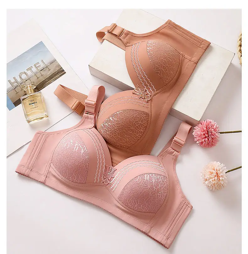 New high-grade large size thin cup without steel ring beautiful back underwear comfortable adjustable breathable sweat-absorbent mother bra — feature 32