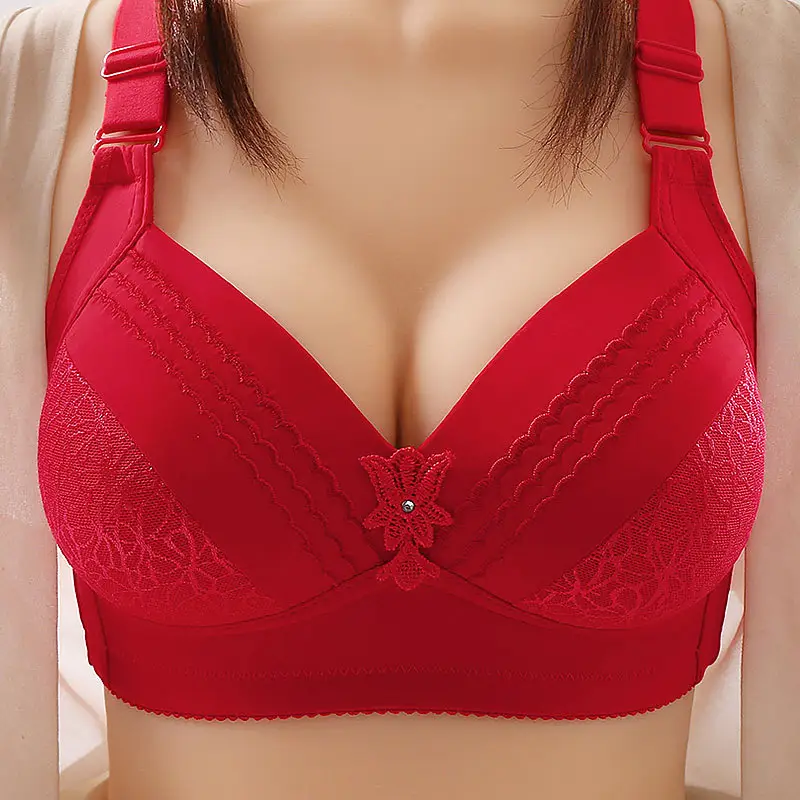 New high-grade large size thin cup without steel ring beautiful back underwear comfortable adjustable breathable sweat-absorbent mother bra - Image 5