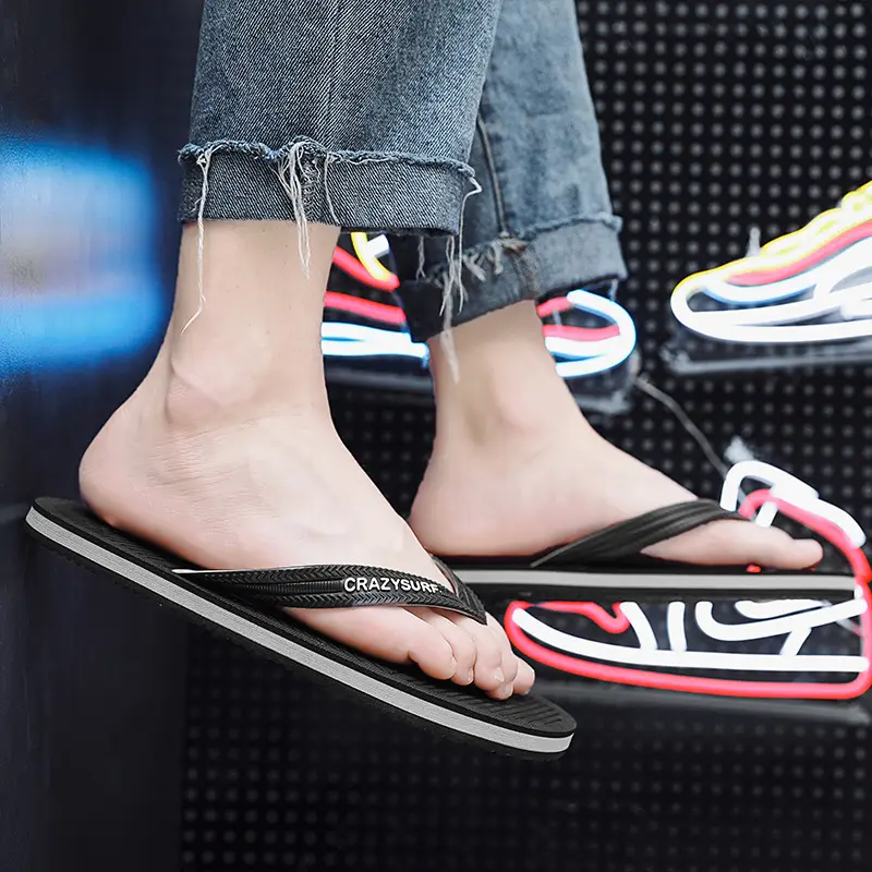 Men Black Casual Sandals Crazy Surf Lightweight Non-Slip