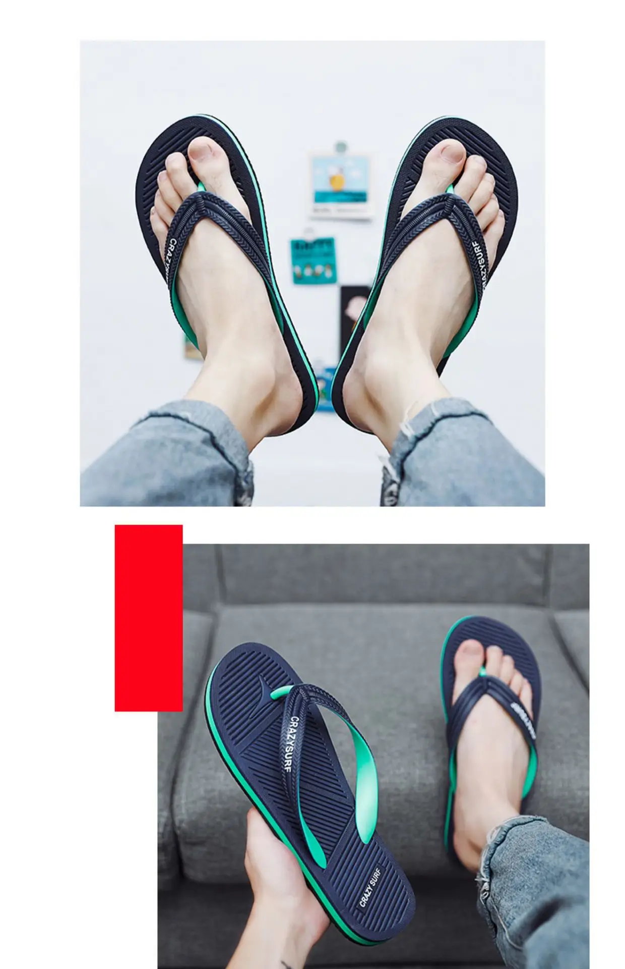 Men Black Casual Sandals Crazy Surf Lightweight Non-Slip — feature 4