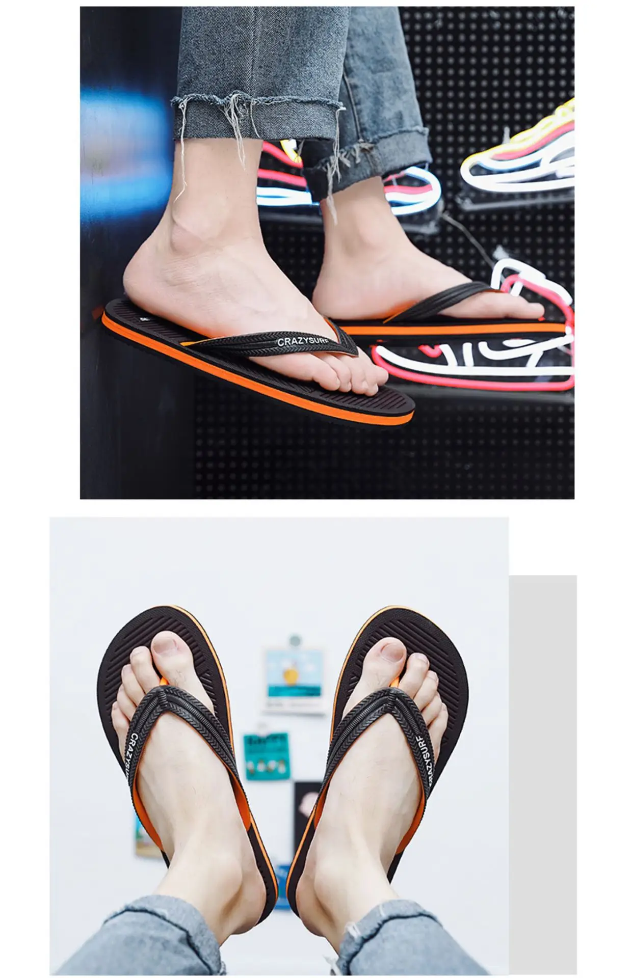 Men Black Casual Sandals Crazy Surf Lightweight Non-Slip — feature 9