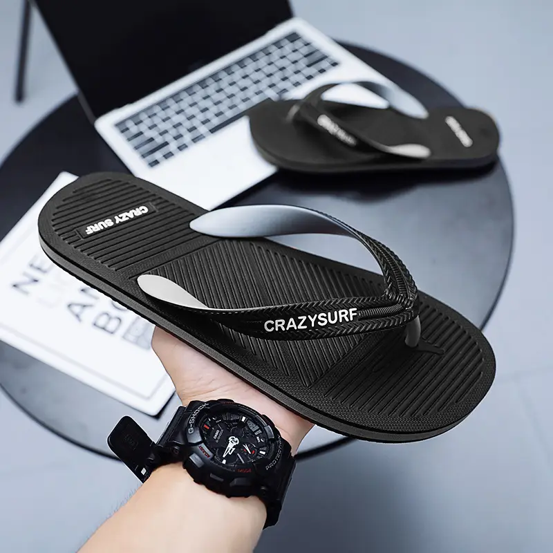 Men Black Casual Sandals Crazy Surf Lightweight Non-Slip