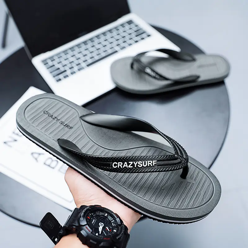 Men Black Casual Sandals Crazy Surf Lightweight Non-Slip