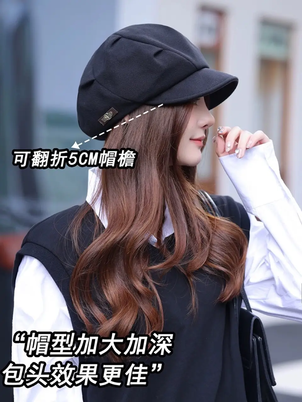 Retro Octagonal Hat for Women Brown Autumn Winter — feature 2