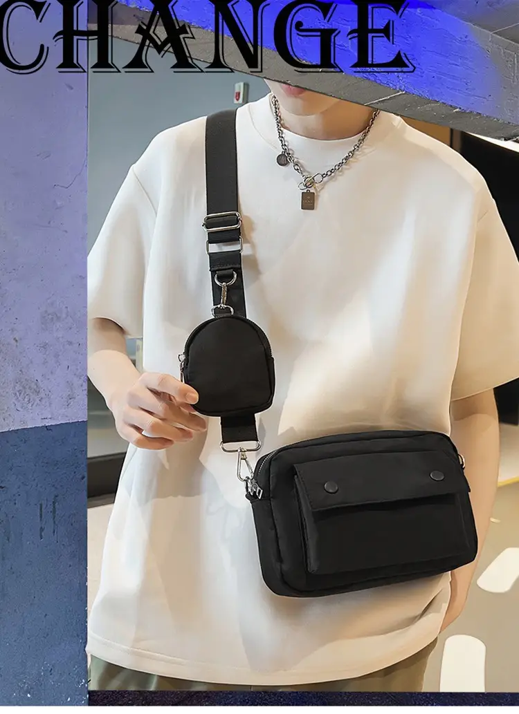 White Japanese Style Crossbody Bag for Men — feature 1