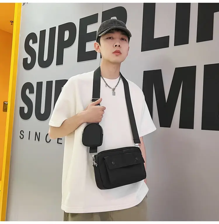 White Japanese Style Crossbody Bag for Men — feature 11