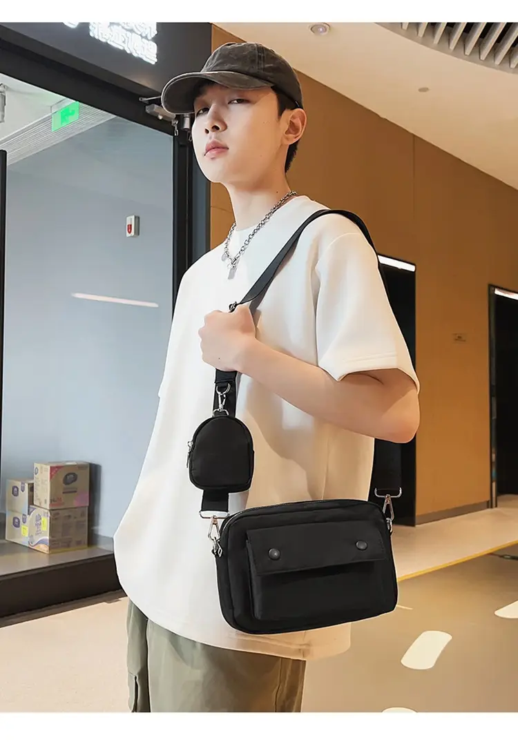 White Japanese Style Crossbody Bag for Men — feature 9