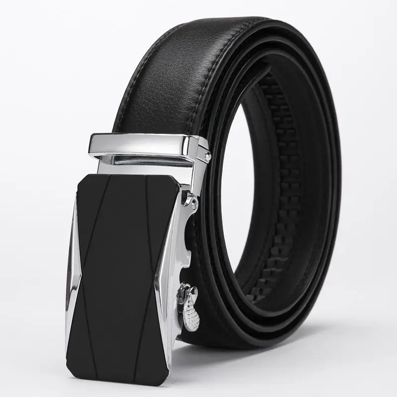 Men's Black Leather Belt with Rose Gold Buckle 14 Pattern - Image 4
