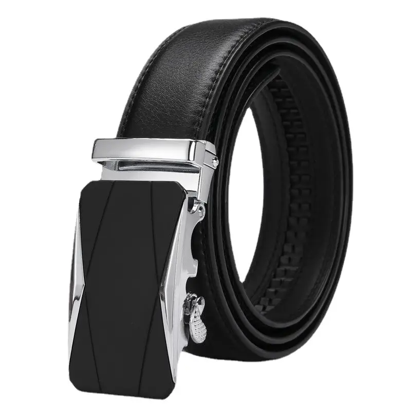 Men's Black Leather Belt with Rose Gold Buckle 14 Pattern - Image 8