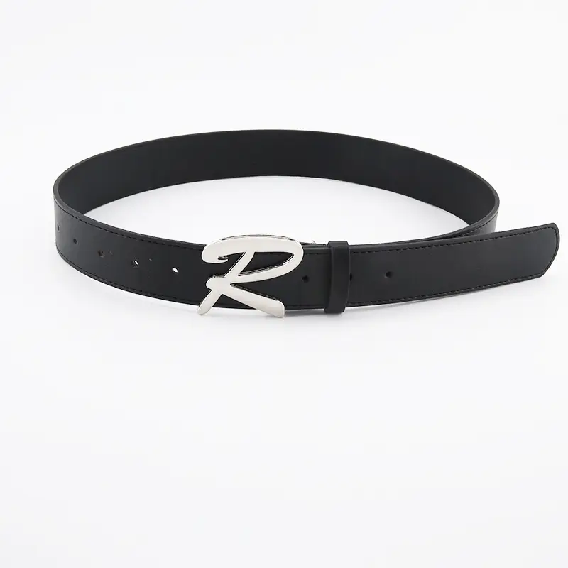 Women Black Decorative Belt with Smooth Buckle - Image 2