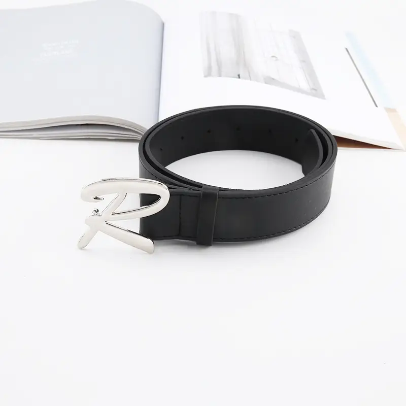 Women Black Decorative Belt with Smooth Buckle - Image 4