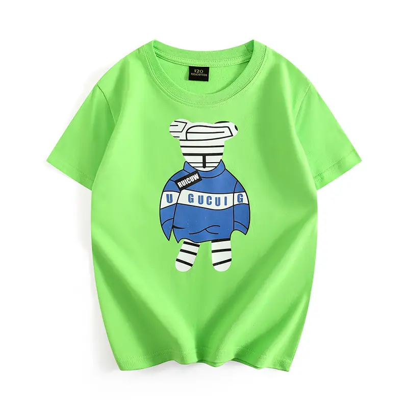 Green Graphic T-Shirt for Boys Girls Round Neck Short Sleeve Summer Wear - Image 6