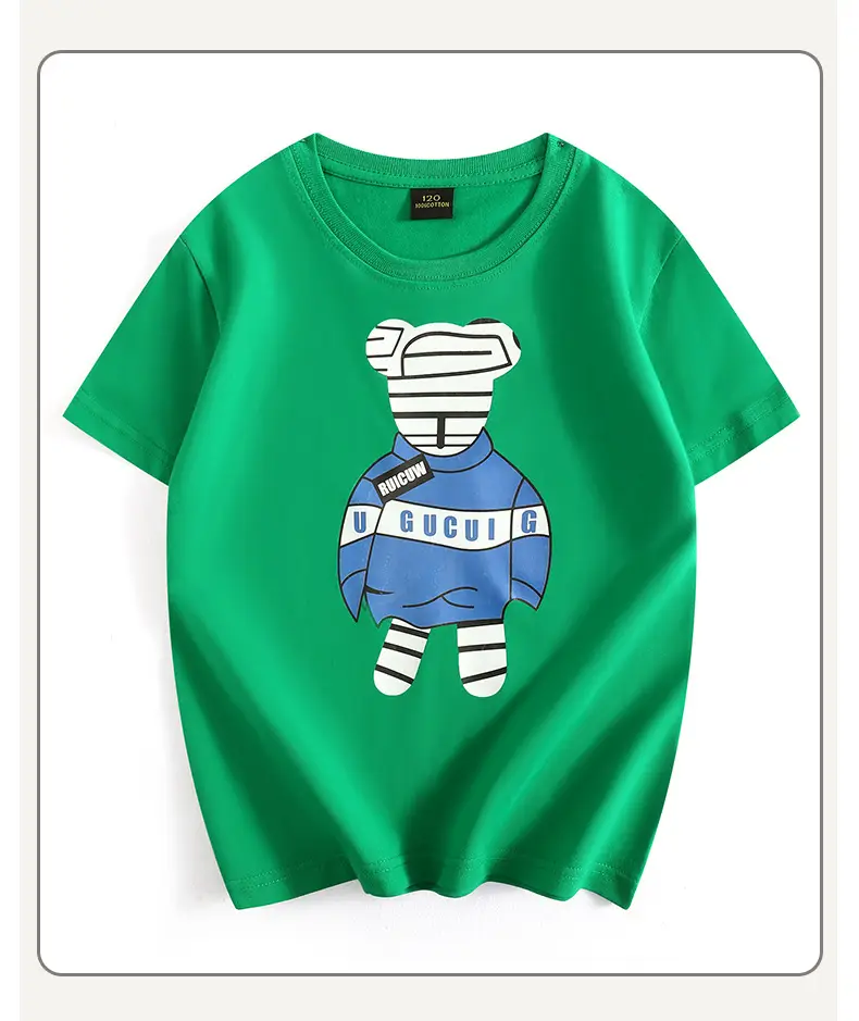 Green Graphic T-Shirt for Boys Girls Round Neck Short Sleeve Summer Wear — feature 36