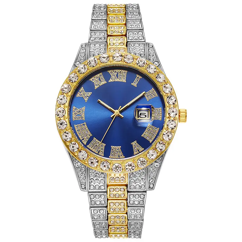 Men's Green Diamond Calendar Watch with Roman Scale — feature 5