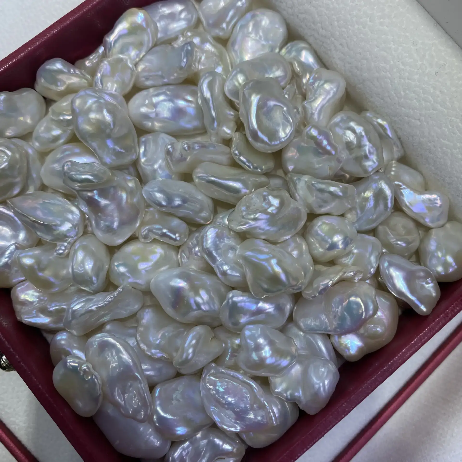 Freshwater Keshi Crushed Silver Mirror Baroque Beads - Image 4