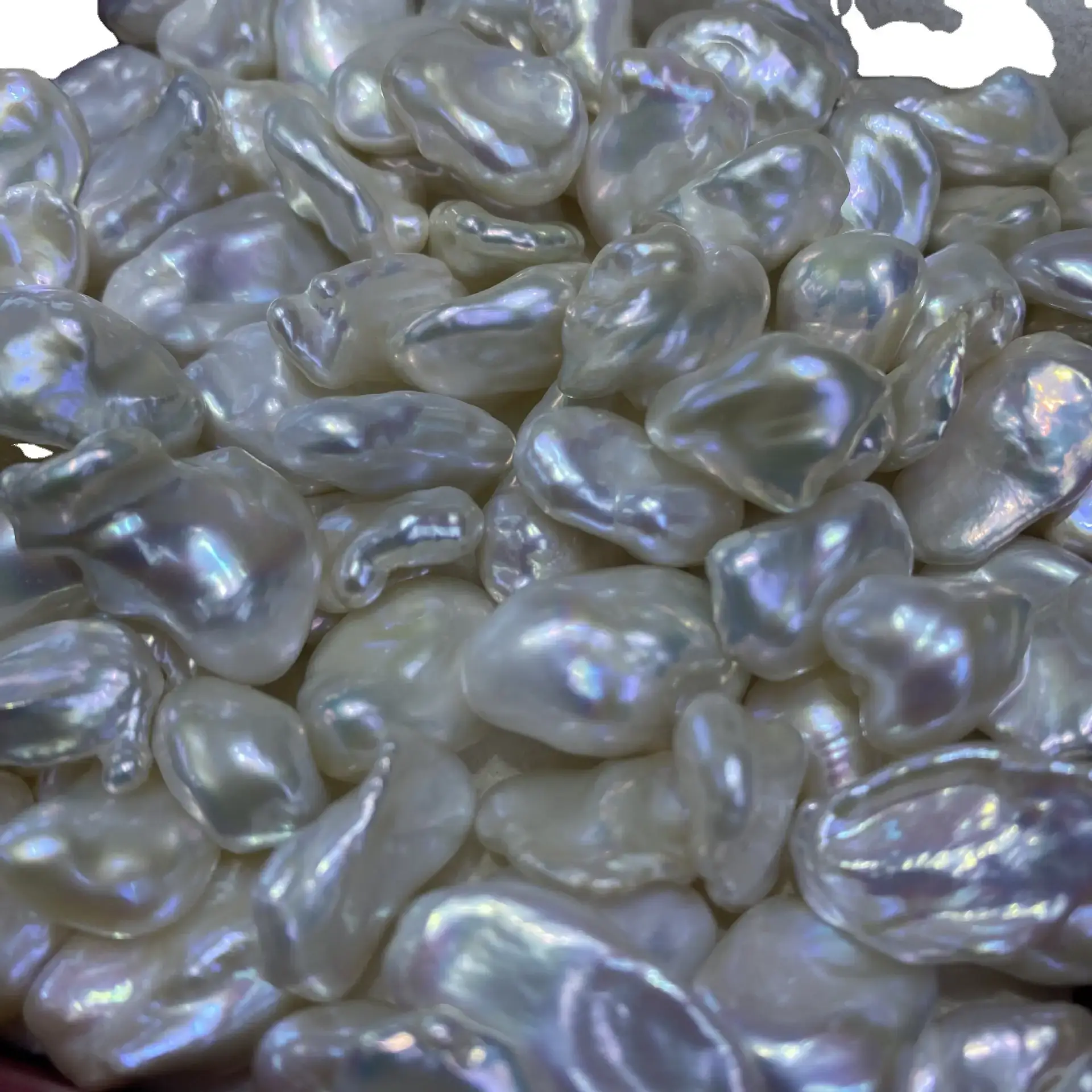 Freshwater Keshi Crushed Silver Mirror Baroque Beads - Image 5