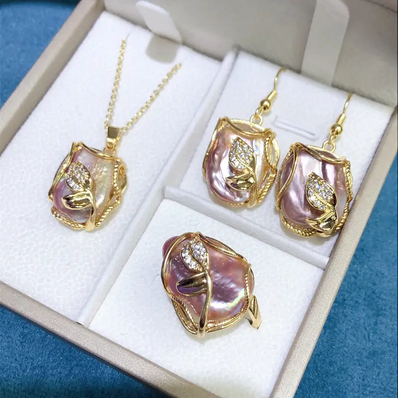 Natural Pearl Baroque Necklace Set for Women