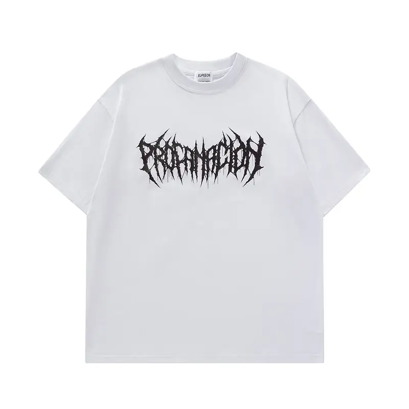 Men Printed Cotton T-Shirt Black Short Sleeve