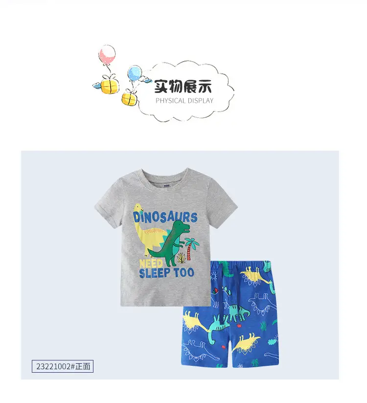 Little Monster Car Print Boys Cotton T-Shirt Shorts Set Red Blue — feature 10