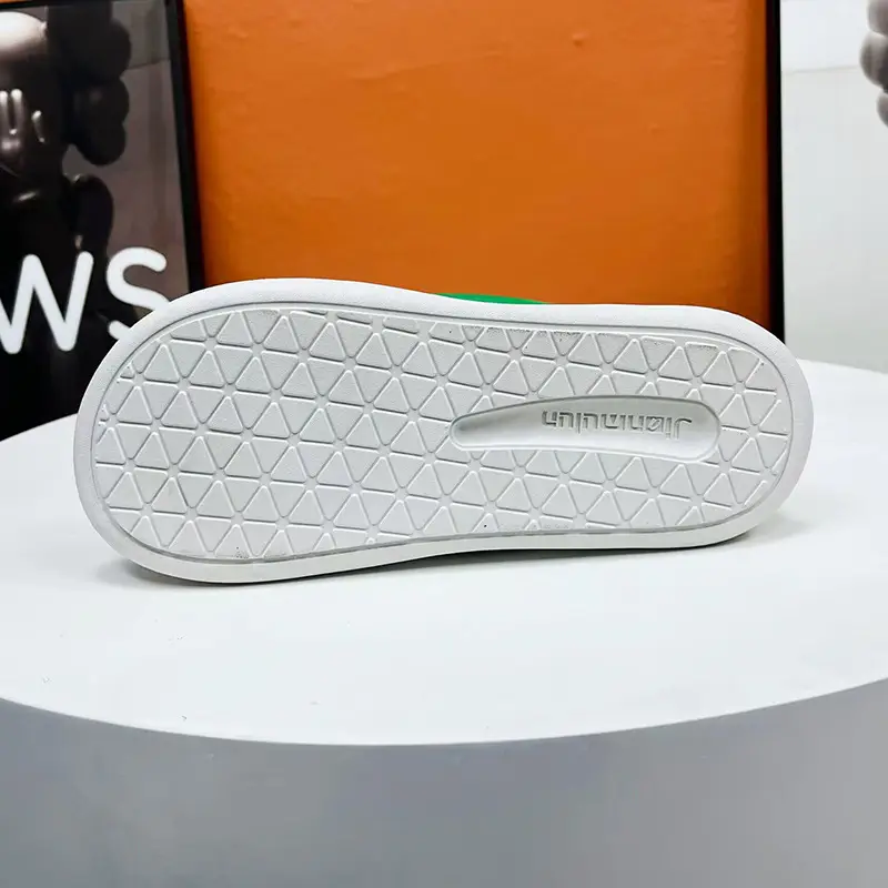 Men's Green White Beach Flip-Flops with Thick Soles