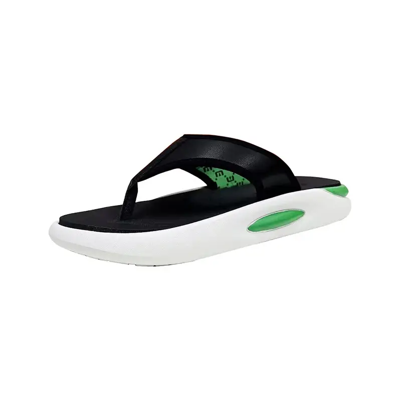 Men's Green White Beach Flip-Flops with Thick Soles