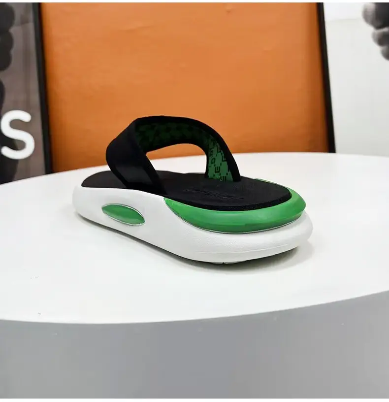 Men's Green White Beach Flip-Flops with Thick Soles — feature 14