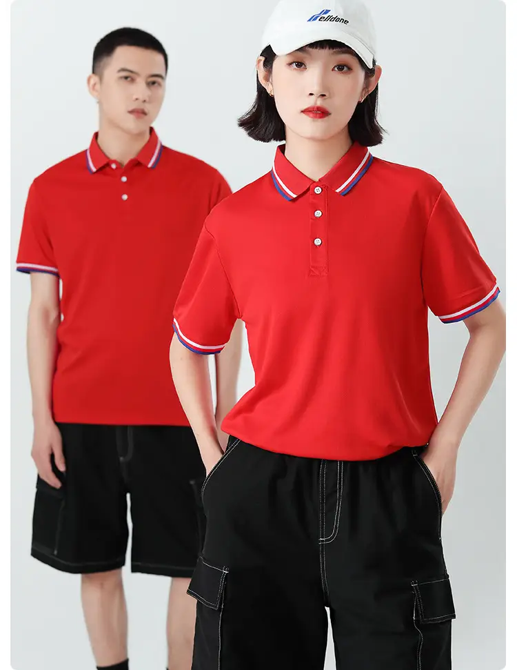 Men White Polo Shirt with Red White Trim — feature 16