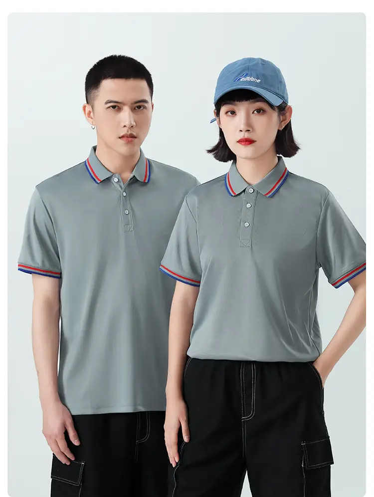 Men White Polo Shirt with Red White Trim — feature 19