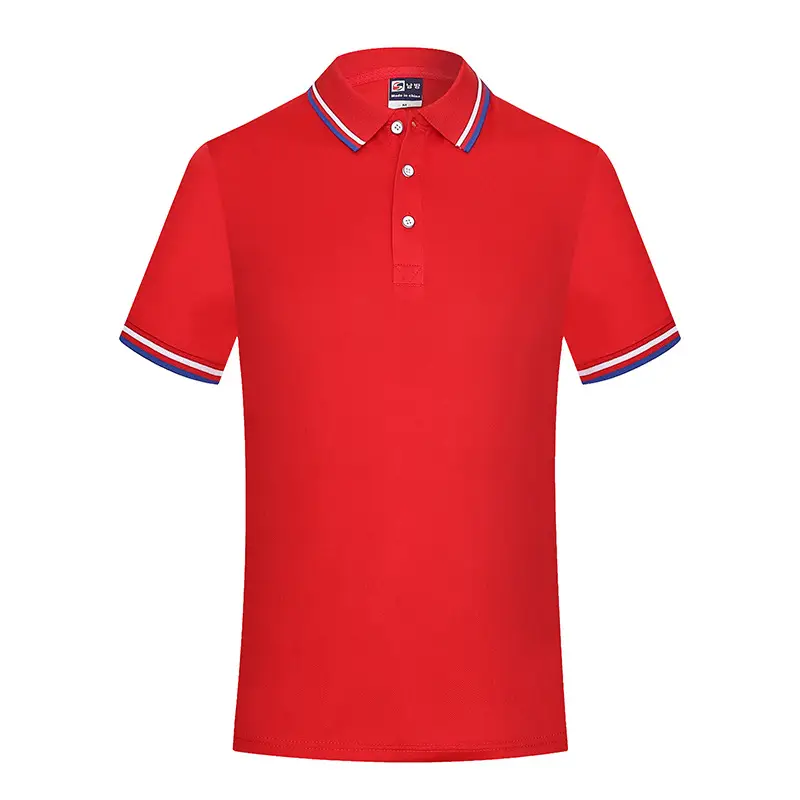 Men White Polo Shirt with Red White Trim - Image 3
