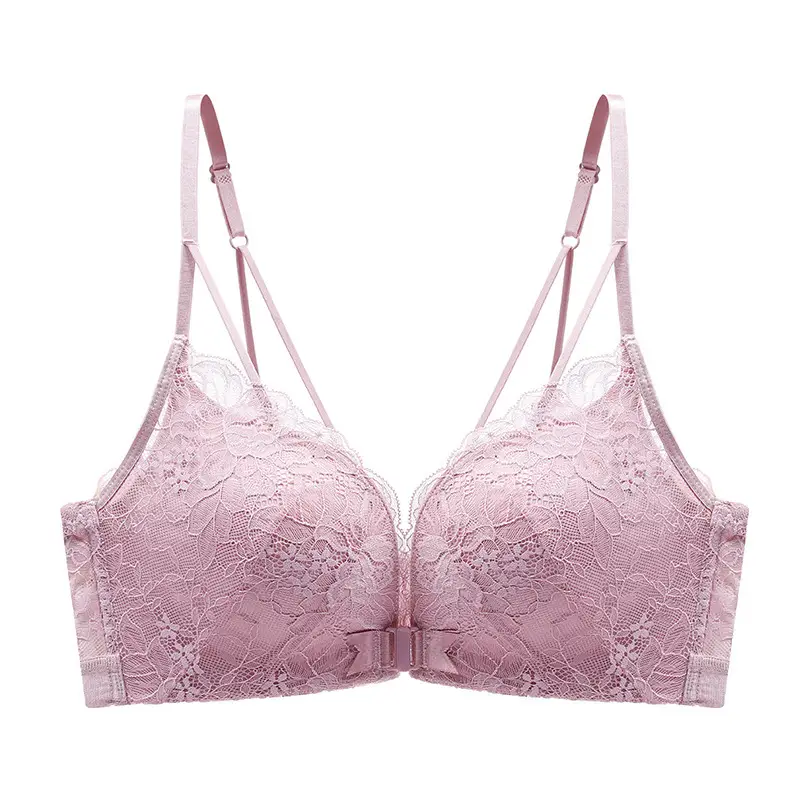 Upper Thin Lower Thick No Steel Ring Girls' Bra Summer Sling Back Underwear Women's European, American and Southeast Asian Front Buckle Bra