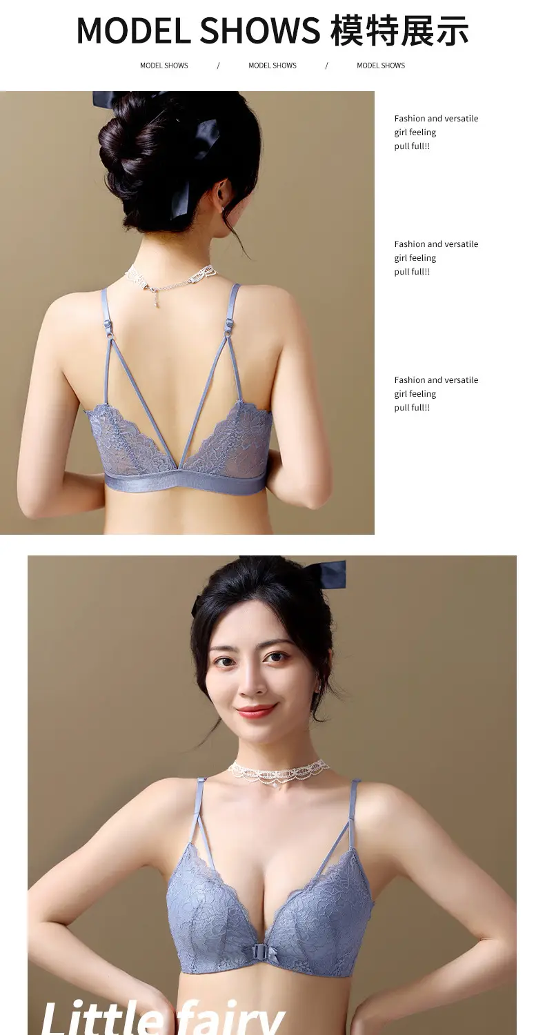 Upper Thin Lower Thick No Steel Ring Girls' Bra Summer Sling Back Underwear Women's European, American and Southeast Asian Front Buckle Bra — feature 19