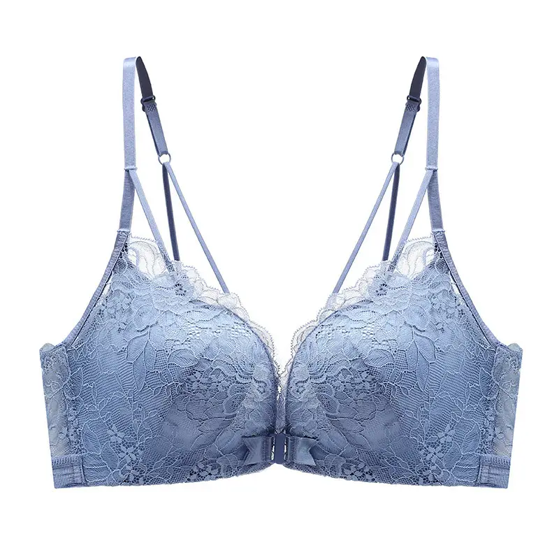 Upper Thin Lower Thick No Steel Ring Girls' Bra Summer Sling Back Underwear Women's European, American and Southeast Asian Front Buckle Bra