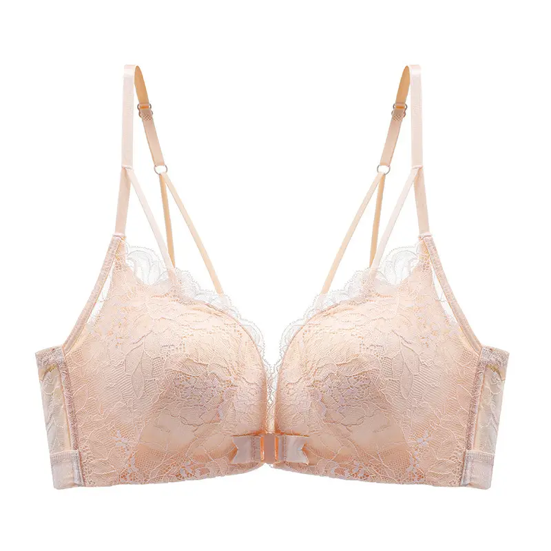 Upper Thin Lower Thick No Steel Ring Girls' Bra Summer Sling Back Underwear Women's European, American and Southeast Asian Front Buckle Bra