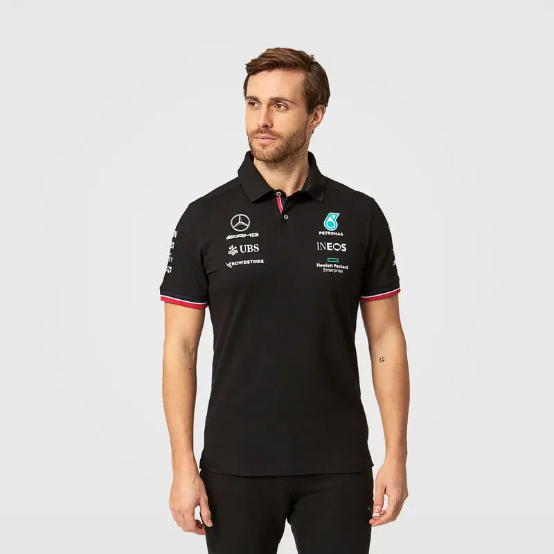 New F1 Mercedes team short sleeve quick-drying lapel polo shirt men's summer sports racing team uniform