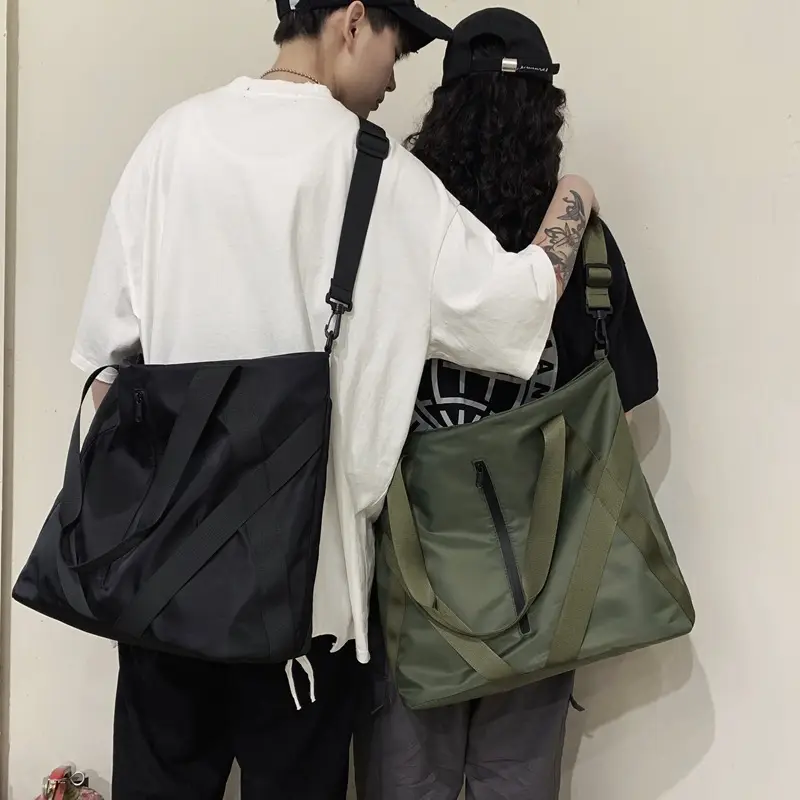 Green Black Travel Messenger Bag Set for Couples - Image 4
