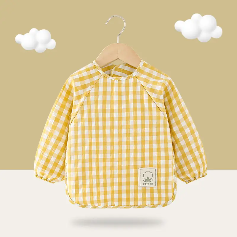 Baby's Cotton Gingham Dinner Cover Bib - Image 3