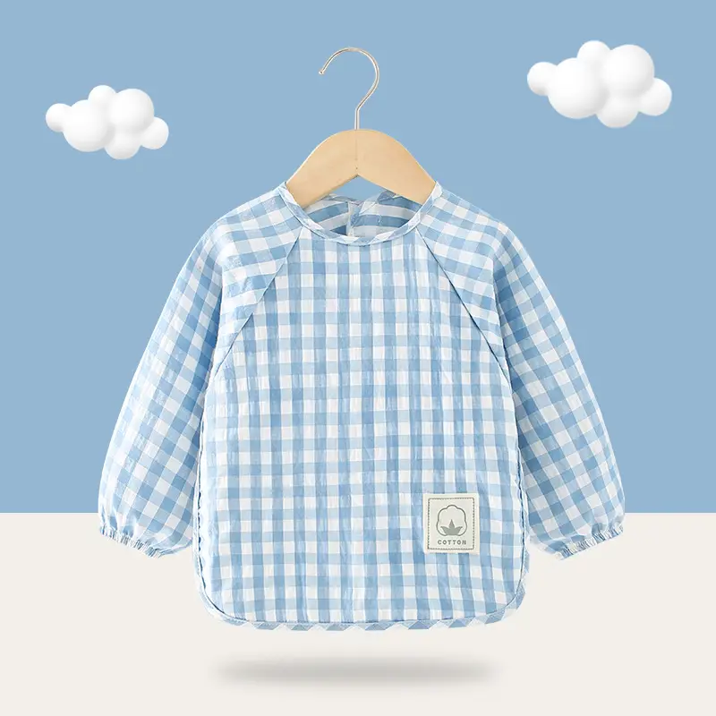 Baby's Cotton Gingham Dinner Cover Bib - Image 4