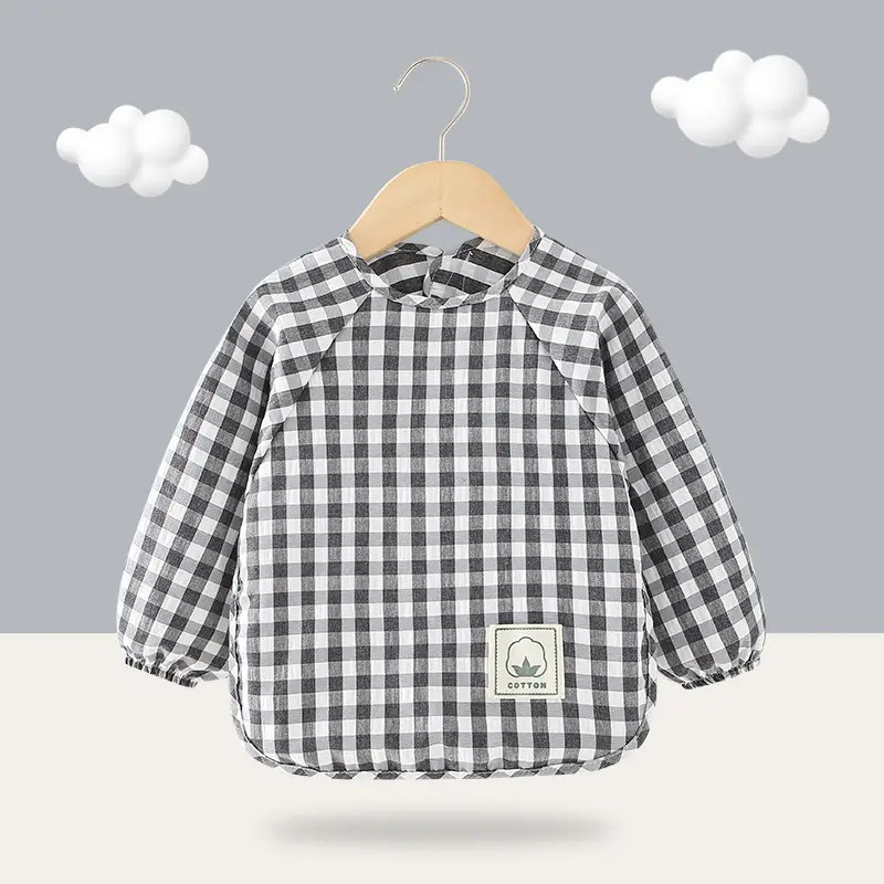 Baby's Cotton Gingham Dinner Cover Bib - Image 5