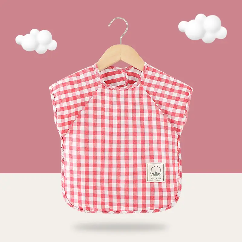 Baby's Cotton Gingham Dinner Cover Bib - Image 6