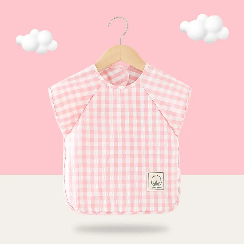 Baby's Cotton Gingham Dinner Cover Bib - Image 7
