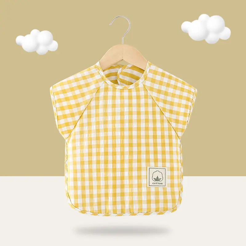 Baby's Cotton Gingham Dinner Cover Bib - Image 8