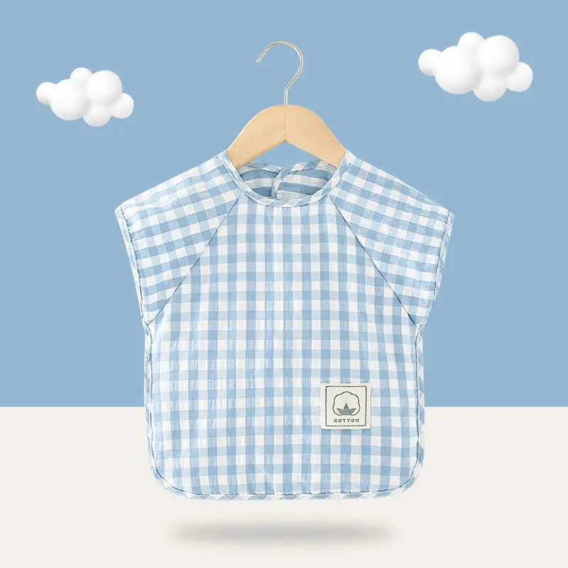 Baby's Cotton Gingham Dinner Cover Bib - Image 9