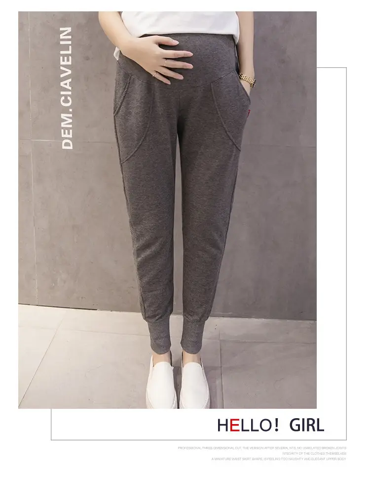 Pregnant Women's Grey Belly Support Pants with Comfortable Sleeves — feature 16