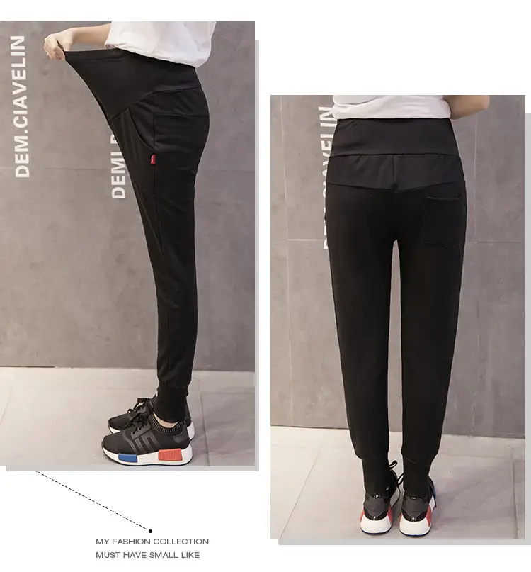 Pregnant Women's Grey Belly Support Pants with Comfortable Sleeves — feature 21