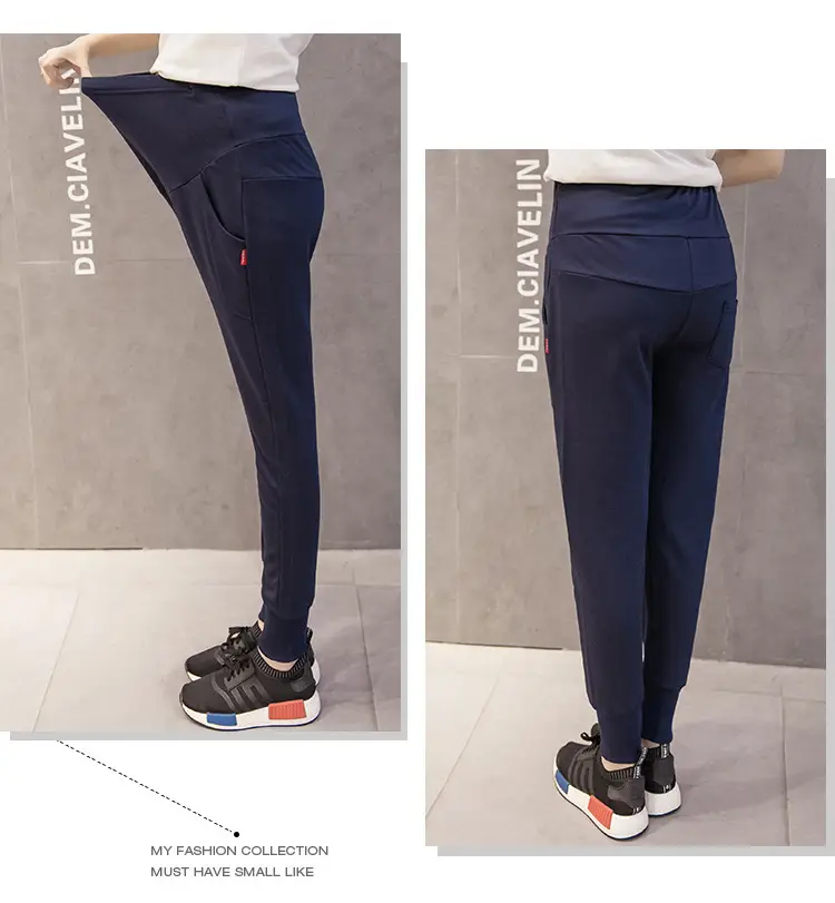 Pregnant Women's Grey Belly Support Pants with Comfortable Sleeves — feature 25