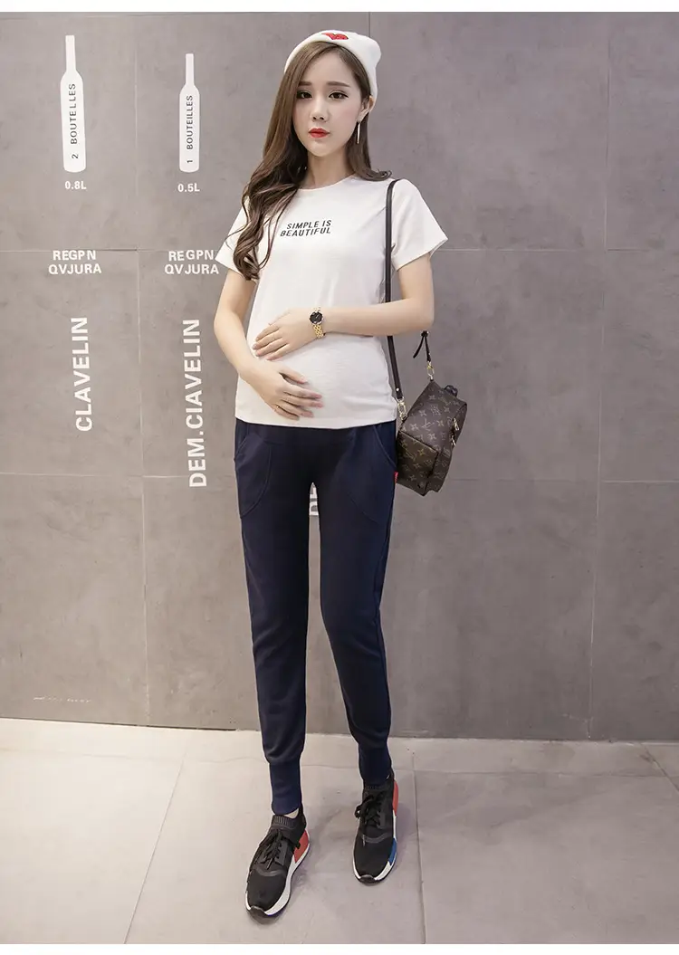 Pregnant Women's Grey Belly Support Pants with Comfortable Sleeves — feature 26