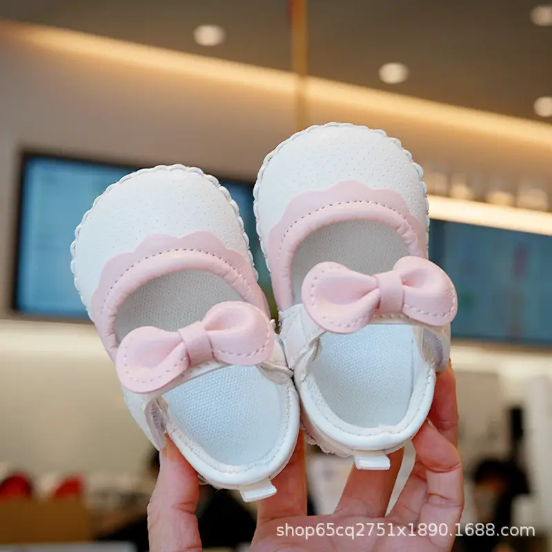 Pink Bow Toddler Shoes 0-1 Year Old Anti-Slip
