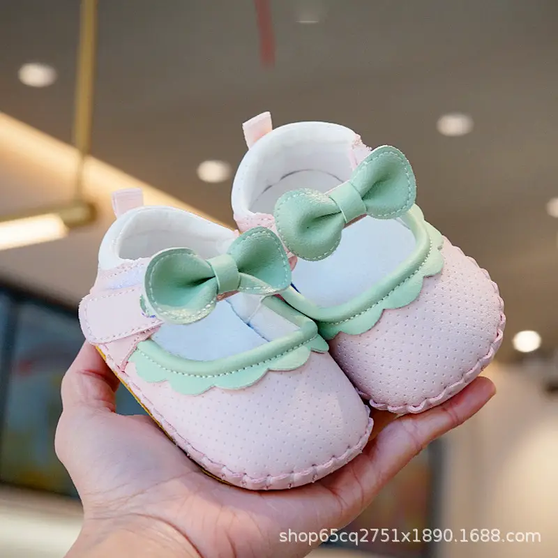 Pink Bow Toddler Shoes 0-1 Year Old Anti-Slip