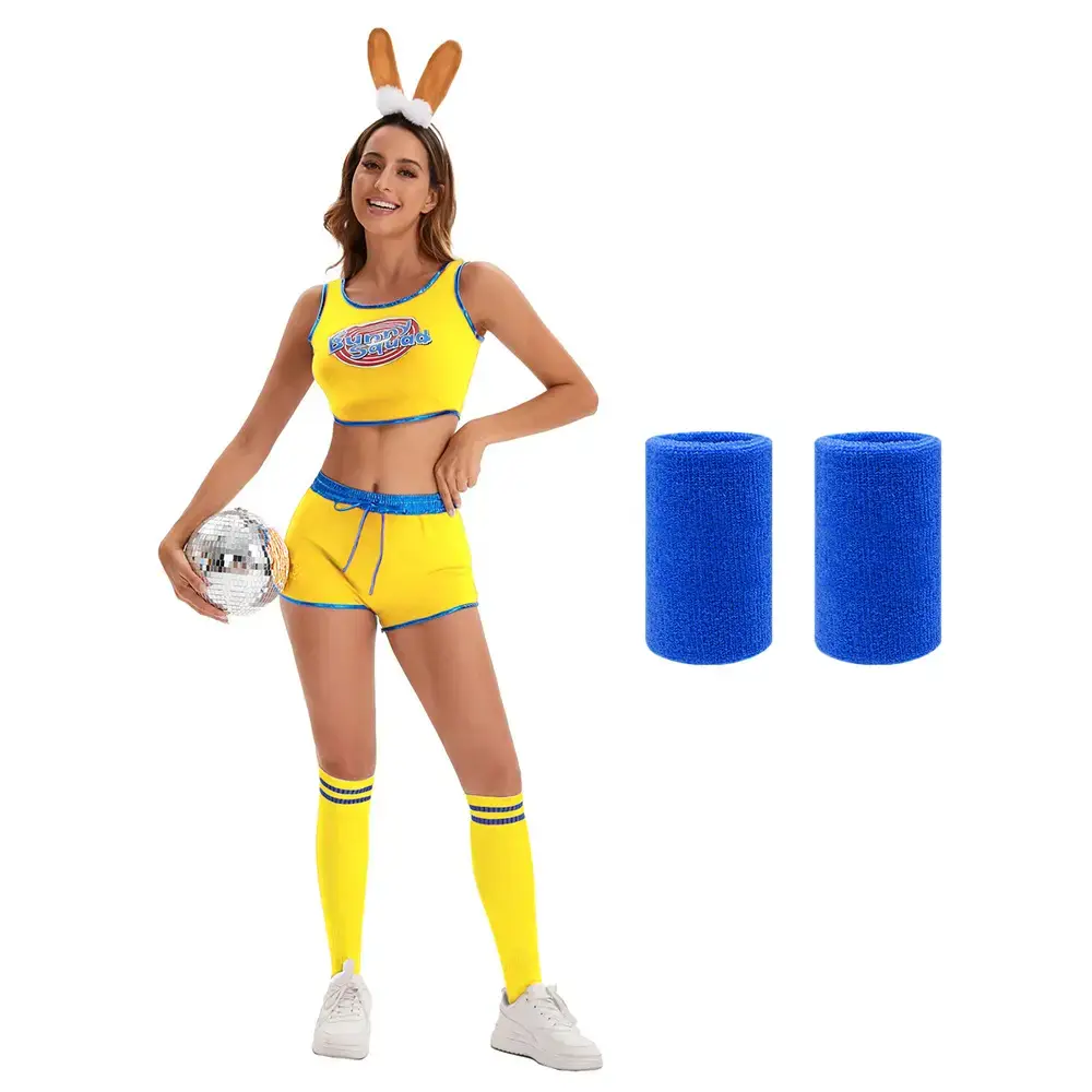 Women's Crossbody Basketball Football Shorts with Bunny Headband - Image 21